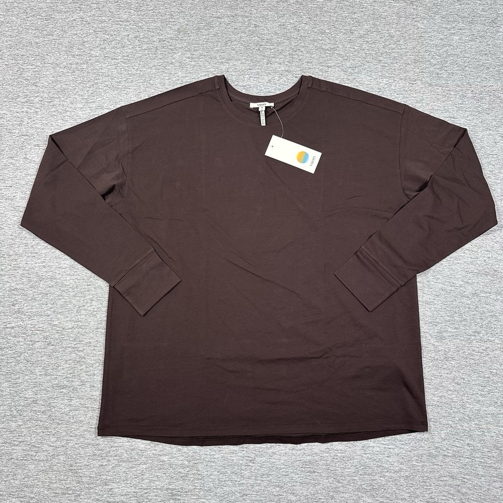 Vuori Shirt Womens Medium French Roast Brown Feather Tee Long Sleeve Athleisure
